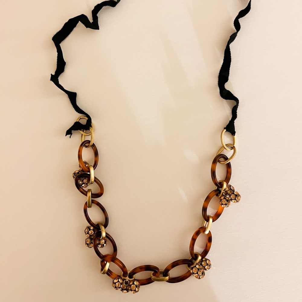 JCrew Tortoise Necklace (with pink crystals)